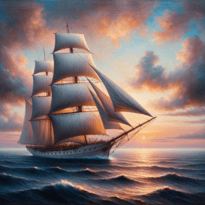 Segelschiff am frühen Abend