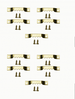 10 Sägezahn Bildaufhänger inkl. Schrauben gold Zackenaufhänger Bilderrahmen Bild