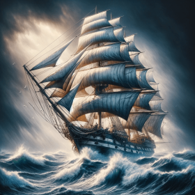 Altes Segelschiff auf dem Meer