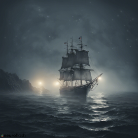 Altes Segelschiff im Abendnebel 1