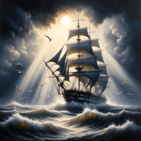 Altes Segelschiff in der Nacht 1