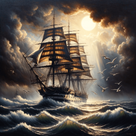 Altes Segelschiff in der Nacht 2