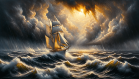 Segelschiff in stürmischer See