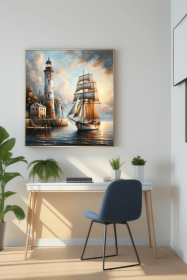 Leuchturm mit Segelschiff 1