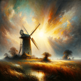 Landschaft mit Windmühle 15