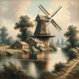 Landschaft mit Windmühle 2