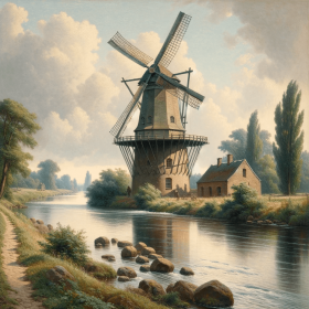 Landschaft mit Windmühle 8